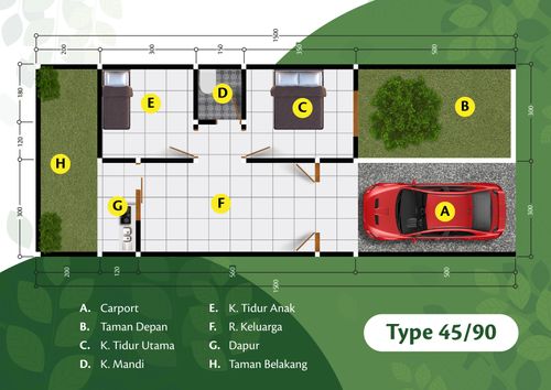 foto denah rumah tipe 45 perumahan Matahari Cigado Regency