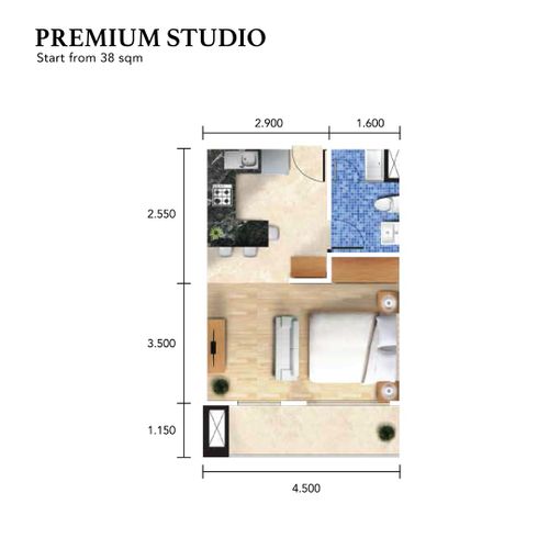 foto denah rumah tipe Studio Premium perumahan Daan Mogot City