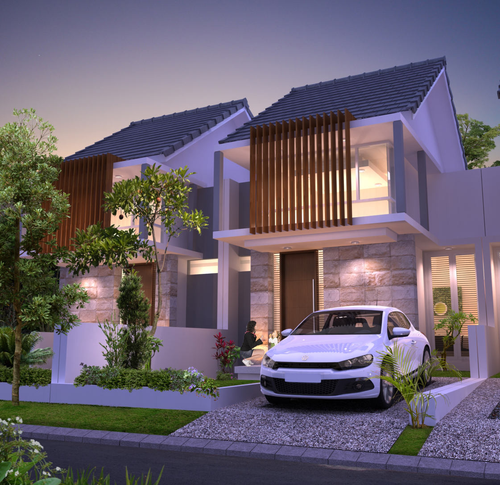 foto tampak rumah tipe RUBY perumahan DE CASSABLANCA RESIDENCE