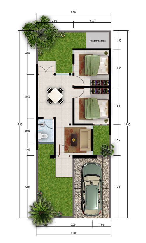 foto denah rumah tipe RUBY perumahan DE CASSABLANCA RESIDENCE