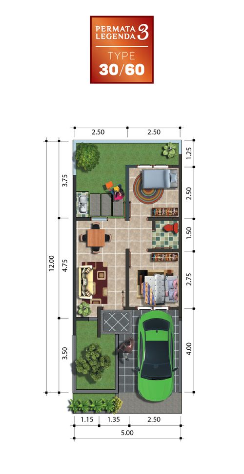 foto denah rumah tipe 30/60 CLUSTER 5 perumahan Permata Legenda 3