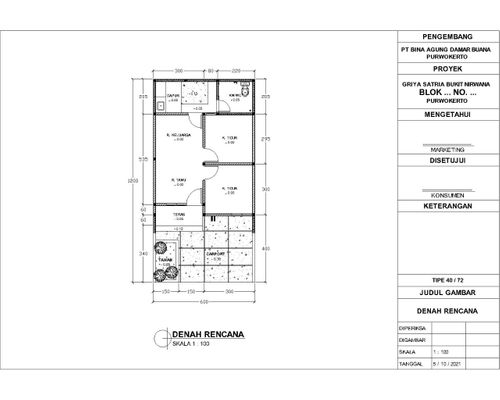 foto denah rumah tipe 36 Lotus F ( 40/72 ) perumahan GRIYA SATRIA BUKIT NIRWANA