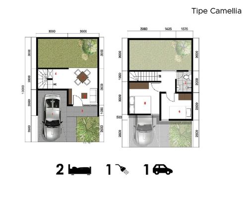 foto denah rumah tipe CAMELIA perumahan Blossom Park Residence