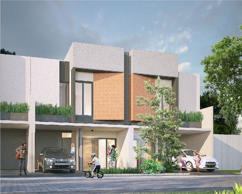 foto tampak rumah tipe BELLADONNA perumahan Blossom Park Residence