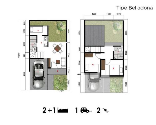 foto denah rumah tipe BELLADONNA perumahan Blossom Park Residence