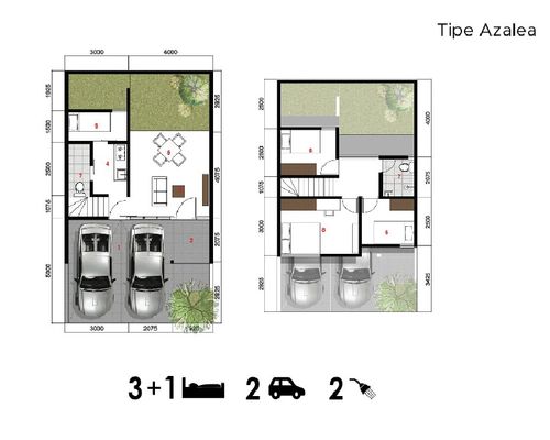 foto denah rumah tipe AZALEA perumahan Blossom Park Residence