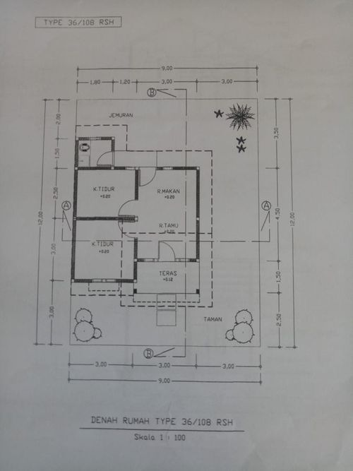 foto denah rumah tipe 36/108 perumahan VILLA MUTIARA KALOKO TAHAP II