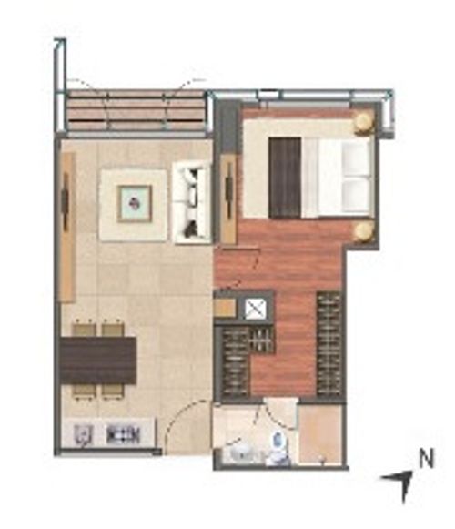 foto denah rumah tipe 1 Bedroom perumahan AKR Gallery West Office Tower & Residences