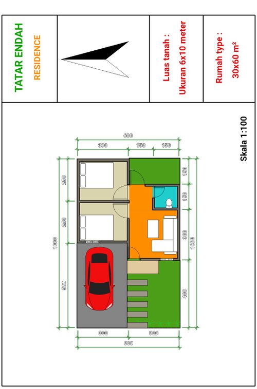 foto denah rumah tipe 36/60 perumahan TATAR ENDAH RESIDENCE