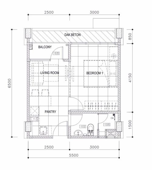 foto denah rumah tipe 1-BR (A1A) perumahan TAMANSARI ISWARA APARTMENT