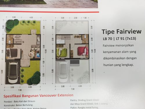 foto denah rumah tipe FAIRVIEW perumahan Taman Vancouver
