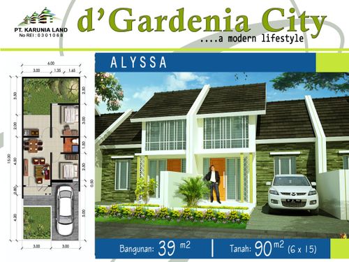foto denah rumah tipe Alyssa perumahan D'GARDENIA CITY