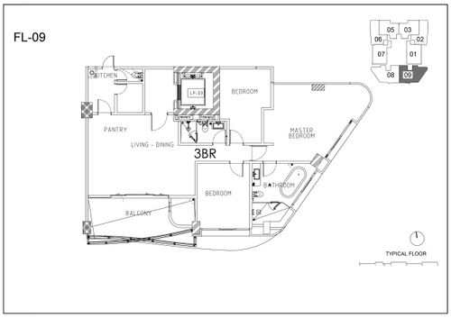 foto denah rumah tipe 3BR perumahan THE 100 RESIDENCE