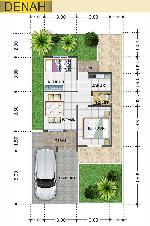 foto denah rumah tipe 36 perumahan Griya Blang Oi