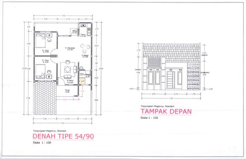 foto denah rumah tipe 54 perumahan Tanjungsari Regency
