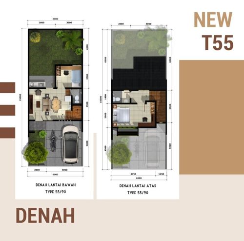 foto denah rumah tipe 55/90 perumahan KEMANG EMINENCE