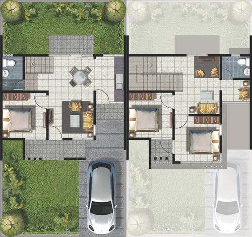 foto denah rumah tipe LAVENDER perumahan BLUKID RESIDENCE 3