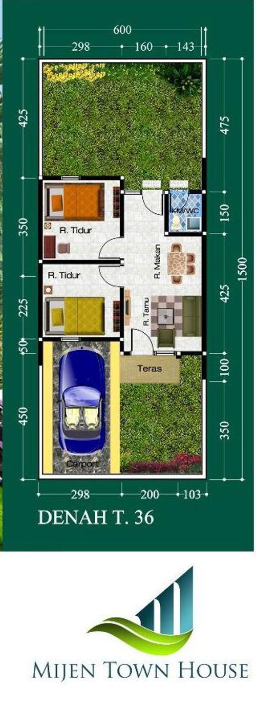 foto denah rumah tipe 36/90 perumahan GKR Cluster MIJEN TOWN HOUSE