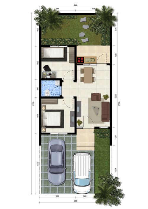 foto denah rumah tipe Amethyst 50/105 perumahan Kawanua Emerald City Cluster Amethyst