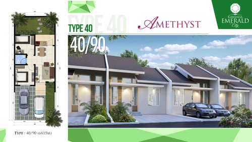 foto tampak rumah tipe Amethyst 40/90 perumahan Kawanua Emerald City Cluster Amethyst