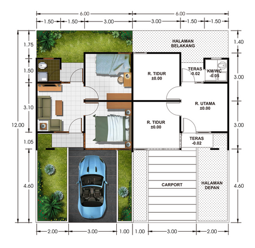foto denah rumah tipe 31/72 116 perumahan Alam Sanggar Indah
