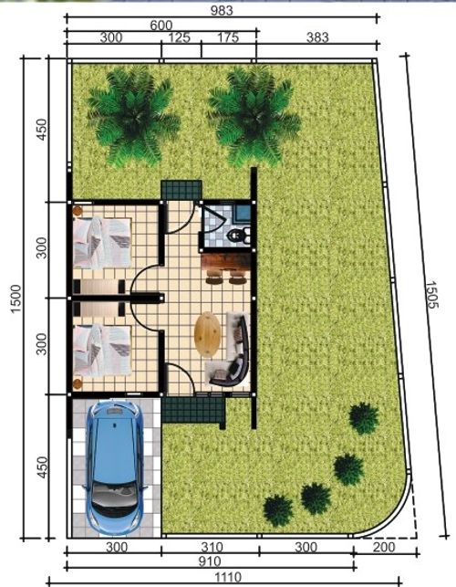 foto denah rumah tipe DIAMOND POJOK perumahan HEAVENLAND PARK