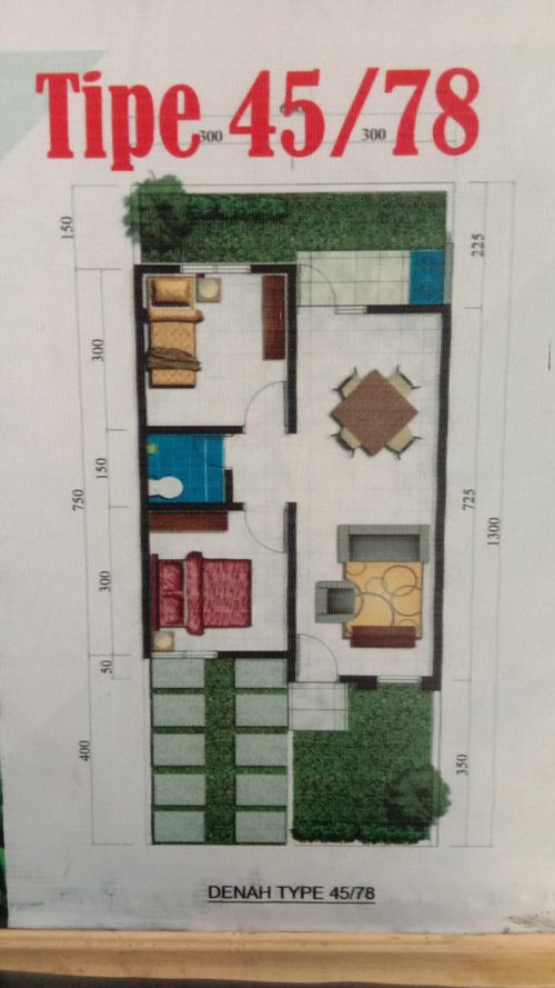 foto denah rumah tipe 45/78 perumahan BUKIT CIANJUR RESIDENCE