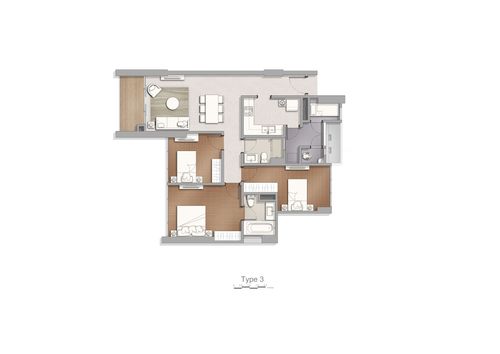 foto denah rumah tipe Tower 7-A 3 BR Premium-Typical perumahan Apartement Marigold