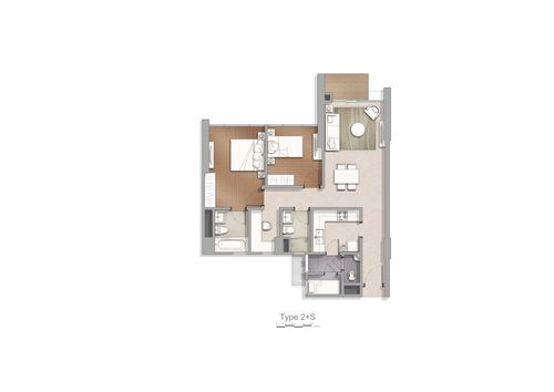 foto denah rumah tipe Tower 7-D 2 BR+Std-Typical perumahan Apartement Marigold