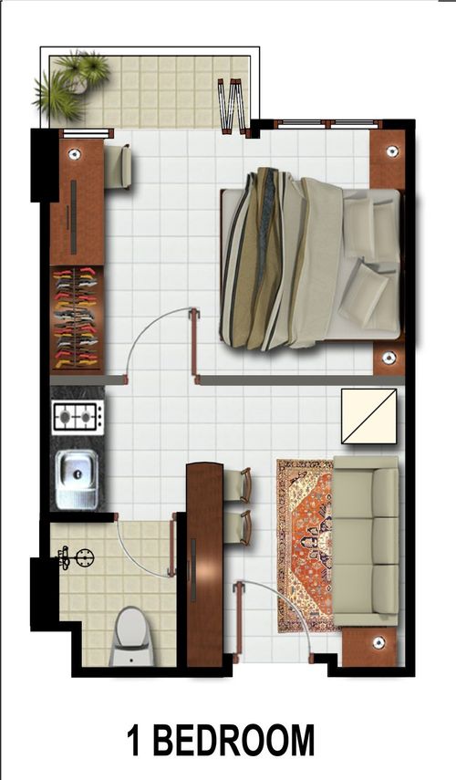 foto denah rumah tipe 1B perumahan Gateway Pasteur Apartment TOPAZ DIAMOND