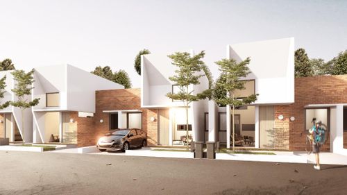 foto tampak rumah tipe T50 perumahan Alunara Residence Sawangan