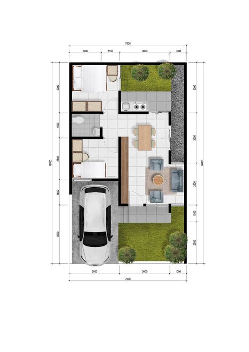 foto denah rumah tipe T50 perumahan Alunara Residence Sawangan