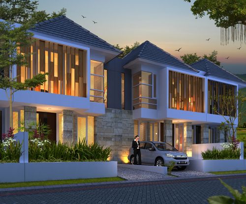 foto tampak rumah tipe Grand Rivera perumahan GRAND ARFA RESORT