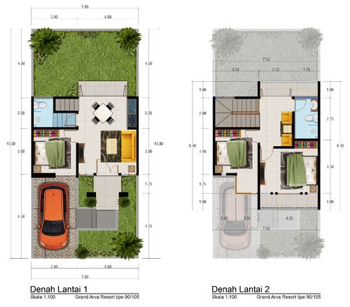 foto denah rumah tipe Grand Rivera perumahan GRAND ARFA RESORT