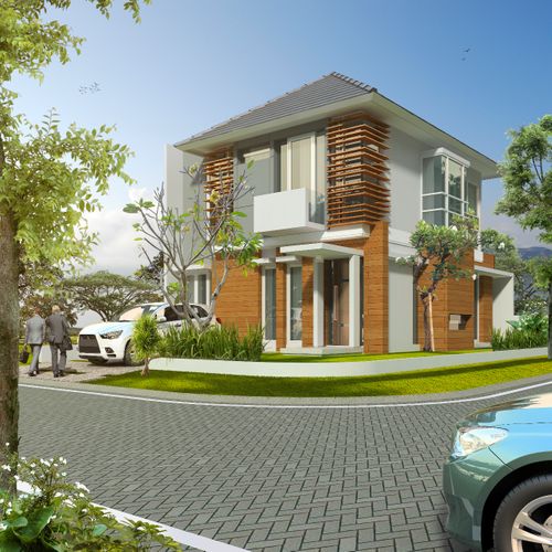 foto tampak rumah tipe The Corner perumahan GRAND ARFA RESORT
