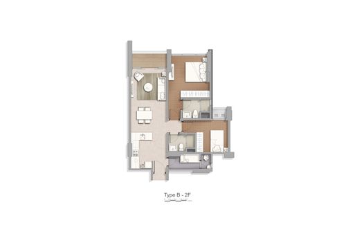 foto denah rumah tipe Tower 7-B, C 2 BR+Grd-Balcony perumahan Apartement Marigold