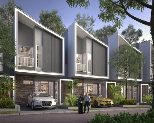 foto tampak rumah tipe Inglewood perumahan GRAND ARFA RESORT