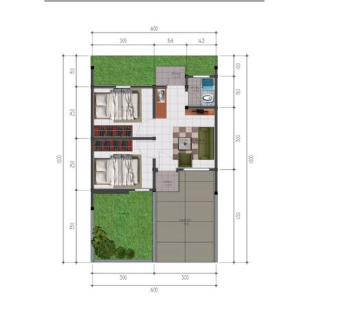 foto denah rumah tipe 28 perumahan BUMI GRIASADI CISEENG