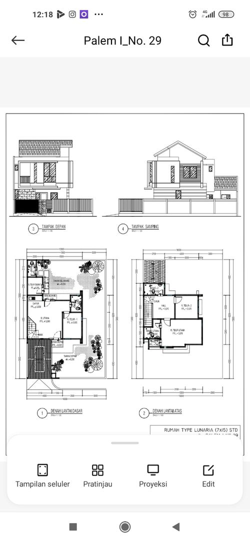 foto denah rumah tipe Lunaria Hoek perumahan Perumahan Palem Semi