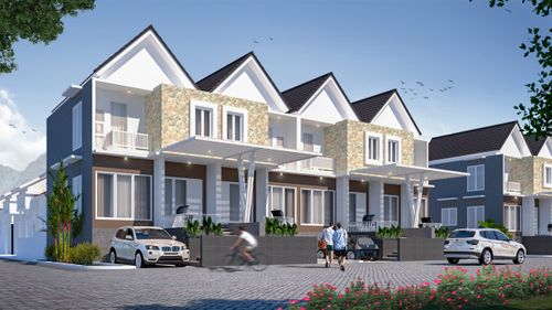 foto tampak rumah tipe Grand Raffles perumahan PERUMAHAN THE BRIDGE TOWN