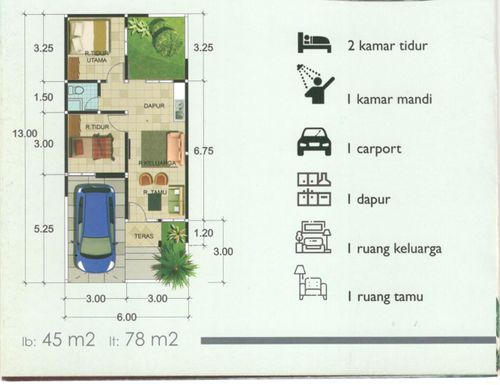 foto denah rumah tipe 45/78 perumahan PERUMAHAN SAFIRA MANGESTI