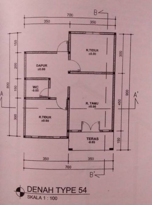 foto denah rumah tipe 54 perumahan Griya Lebo Permai 1