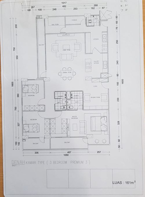 foto denah rumah tipe 3 BED ROOM perumahan Dago Suites Apartment 2