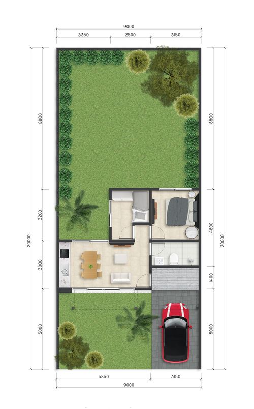 foto denah rumah tipe New Opal perumahan The Visenda Residence.