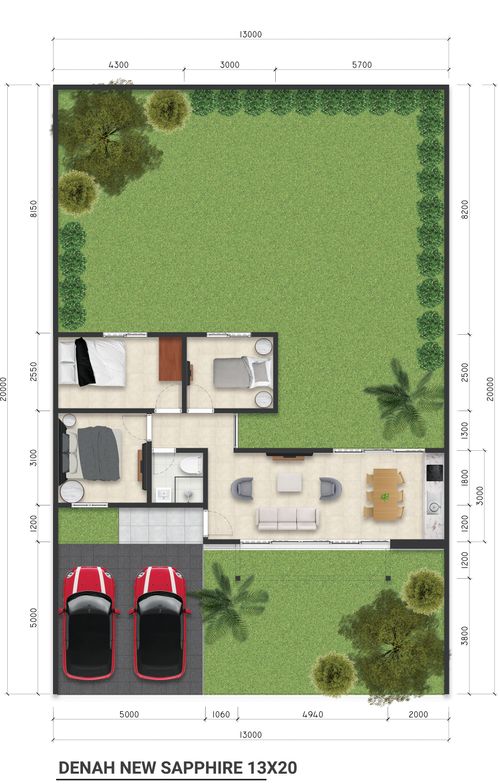 foto denah rumah tipe New Sapphire perumahan The Visenda Residence.