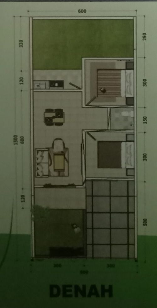 foto denah rumah tipe 48/90 perumahan Berlian Cluster