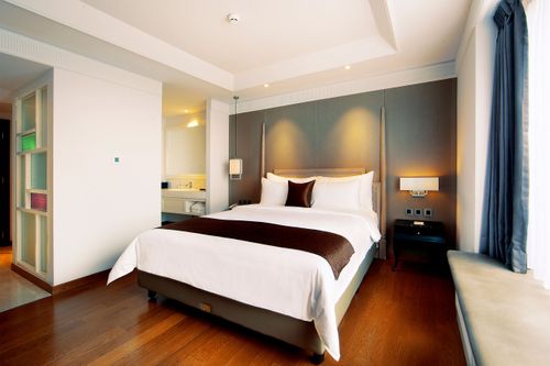 foto tampak rumah tipe Citrus Corner Suite perumahan Condotel De paviljoen