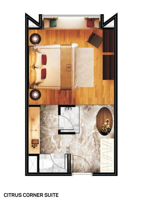 foto denah rumah tipe Citrus Corner Suite perumahan Condotel De paviljoen