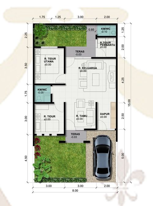 foto denah rumah tipe JADE (8x15) INDENT perumahan PERMATA SIDOARJO REGENCY