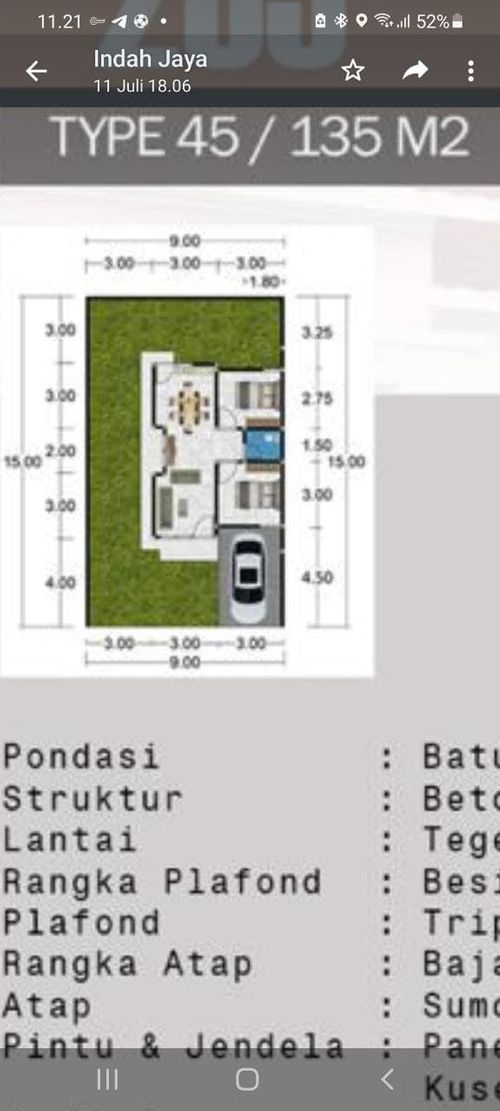 foto denah rumah tipe 45 perumahan SEKEP INDAH PERMAI